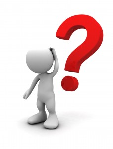 3D man near red question mark